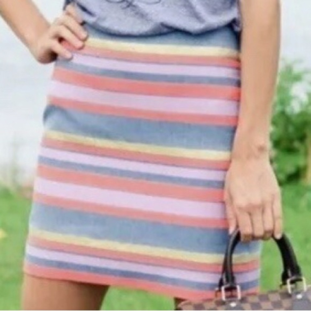 J Crew Striped Metallic Ladies Skirt Size 2 - Picture 6 of 7